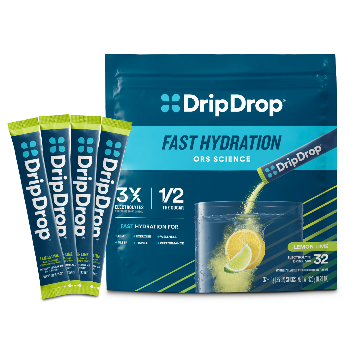 Lemon Lime Electrolyte Powder, 8 oz sticks, 32 count N3