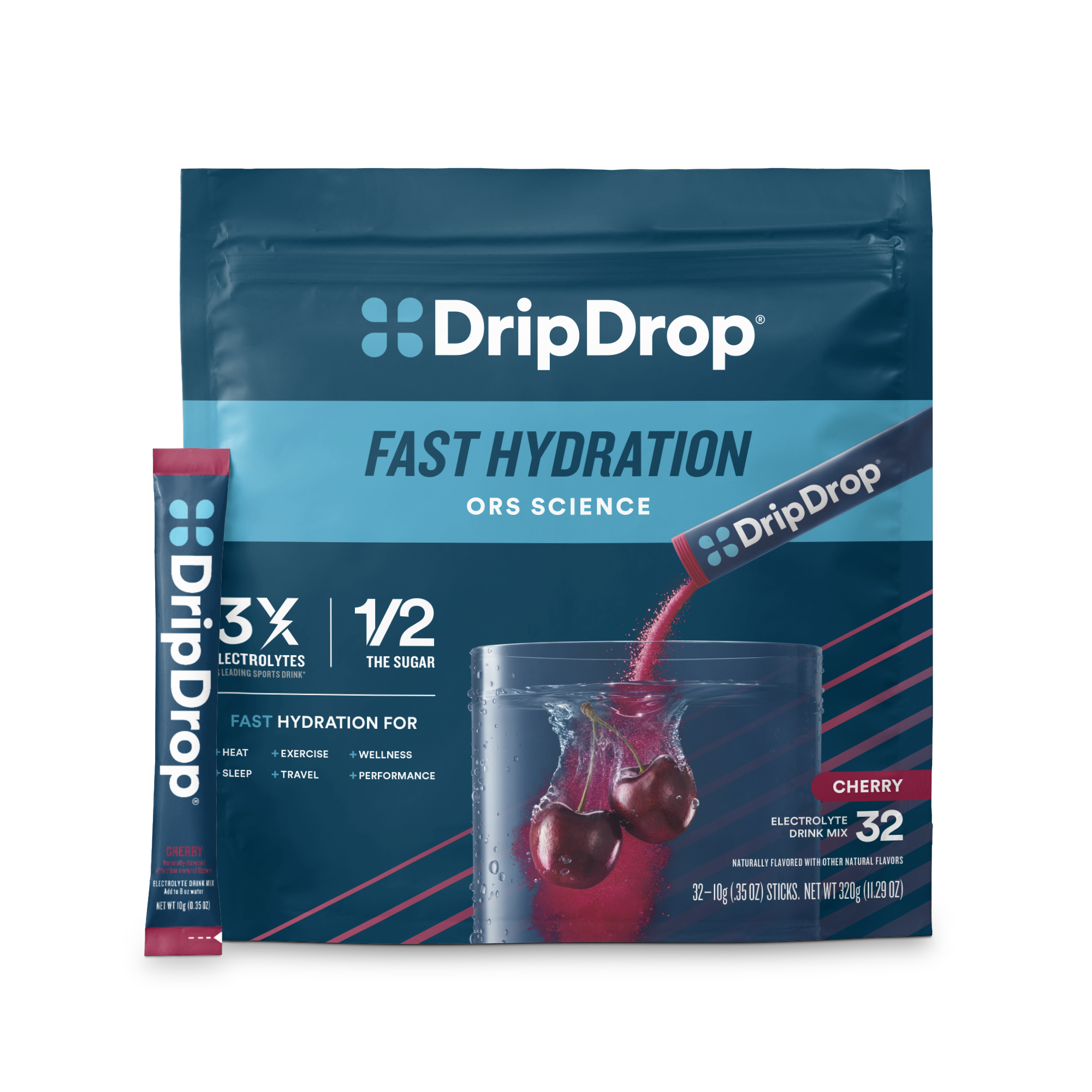Cherry Electrolyte Powder, 8 oz sticks, 32 count J0